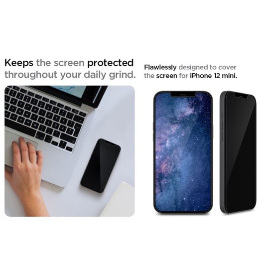 Folie sticla cu sistem de montare Case friendly Spigen GLAS.tR EZ FIT compatibila cu iPhone 12 Mini 2-Pack (Spigen, Ingredi) by www.silkase.ro Folie sticla cu sistem de montare Case friendly Spigen GLAS.tR EZ FIT compatibila cu iPhone 12 Mini 2-Pack (Ingredi, AGL01811) by www.silkase.ro