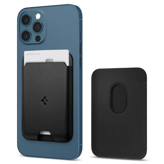 Suport de carduri pentru telefon Spigen Valentinus Card Holder, Compatibil MagSafe, Atasare cu adeziv 3M, Negru (Portofele și Suporturi Card, AMP02284) by www.silkase.ro