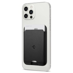 Suport de carduri pentru telefon Spigen Valentinus Card Holder, Compatibil MagSafe, Atasare cu adeziv 3M, Negru