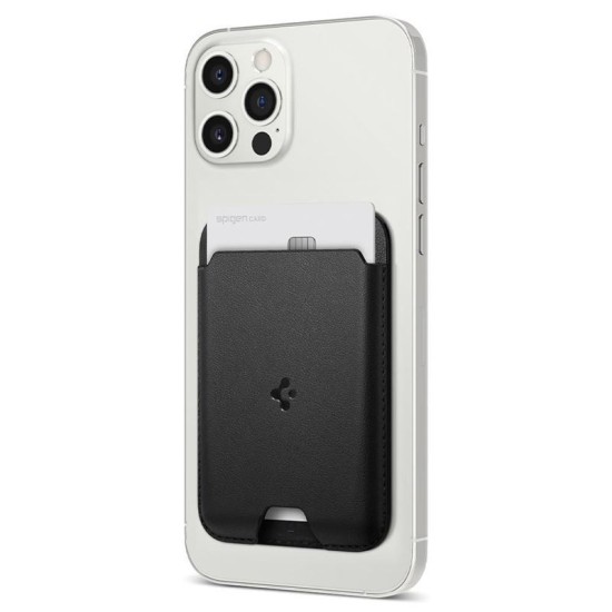 Suport de carduri pentru telefon Spigen Valentinus Card Holder, Compatibil MagSafe, Atasare cu adeziv 3M, Negru (Portofele și Suporturi Card, AMP02284) by www.silkase.ro