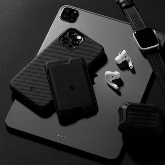 Suport de carduri pentru telefon Spigen Valentinus Card Holder, Compatibil MagSafe, Atasare cu adeziv 3M, Negru (Portofele și Suporturi Card, AMP02284) by www.silkase.ro