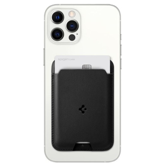 Suport de carduri pentru telefon Spigen Valentinus Card Holder, Compatibil MagSafe, Atasare cu adeziv 3M, Negru (Portofele și Suporturi Card, AMP02284) by www.silkase.ro