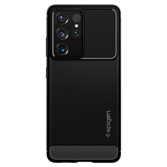 Husa Spigen Rugged Armor compatibila cu Samsung Galaxy S21 Ultra Matte Black (S21 Ultra, ACS02349) by www.silkase.ro