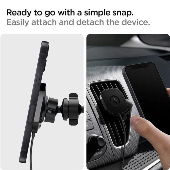 Suport auto Spigen OneTap Pro Magnetic, compatibil MagSafe, Incarcare Wireless 7.5W, Air Vent Mount, Cablu USB-C inclus, Negru (Spigen, Suport auto) by www.silkase.ro Suport auto Spigen OneTap Pro Magnetic, compatibil MagSafe, Incarcare Wireless 7.5W, Air Vent Mount, Cablu USB-C inclus, Negru (Suport auto, ACP02615) by www.silkase.ro