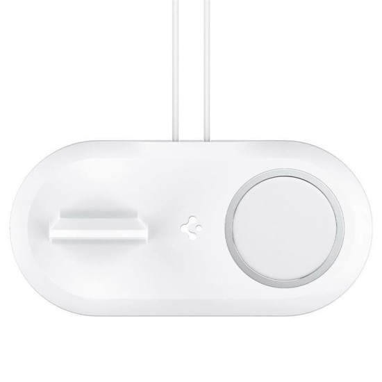 Suport 2 in 1 Spigen pentru incarcator MagSafe Duo si Apple Watch, alb (Spigen, Ingredi) by www.silkase.ro Suport 2 in 1 Spigen pentru incarcator MagSafe Duo si Apple Watch, alb (Incarcatoare, AMP02797) by www.silkase.ro
