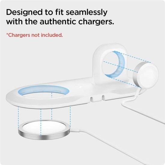 Suport 2 in 1 Spigen pentru incarcator MagSafe Duo si Apple Watch, alb (Spigen, Ingredi) by www.silkase.ro Suport 2 in 1 Spigen pentru incarcator MagSafe Duo si Apple Watch, alb (Incarcatoare, AMP02797) by www.silkase.ro
