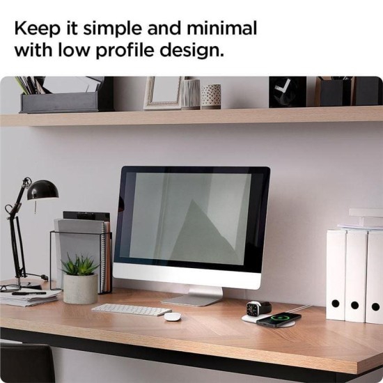 Suport 2 in 1 Spigen pentru incarcator MagSafe Duo si Apple Watch, alb (Spigen, Ingredi) by www.silkase.ro Suport 2 in 1 Spigen pentru incarcator MagSafe Duo si Apple Watch, alb (Incarcatoare, AMP02797) by www.silkase.ro