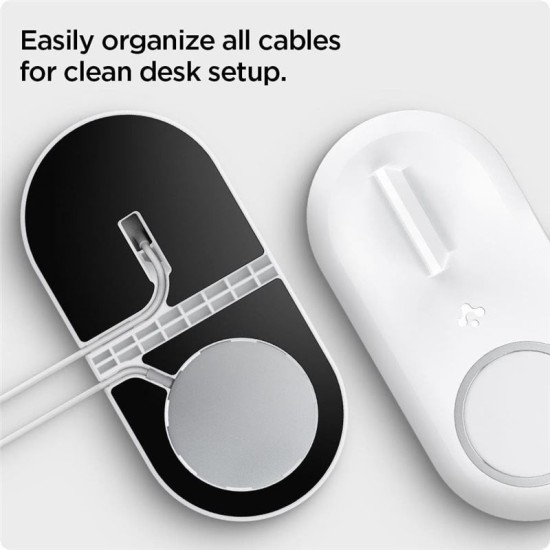 Suport 2 in 1 Spigen pentru incarcator MagSafe Duo si Apple Watch, alb (Spigen, Ingredi) by www.silkase.ro Suport 2 in 1 Spigen pentru incarcator MagSafe Duo si Apple Watch, alb (Incarcatoare, AMP02797) by www.silkase.ro