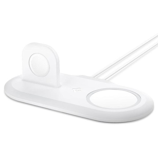 Suport 2 in 1 Spigen pentru incarcator MagSafe Duo si Apple Watch, alb (Spigen, Ingredi) by www.silkase.ro Suport 2 in 1 Spigen pentru incarcator MagSafe Duo si Apple Watch, alb (Incarcatoare, AMP02797) by www.silkase.ro