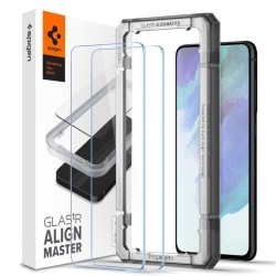 Set 2 folii sticla transparenta cu sistem de montare Case friendly Spigen ALM GLAS.tR compatibil cu Samsung Galaxy S21 FE 5G