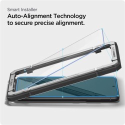 Set 2 folii sticla transparenta cu sistem de montare Case friendly Spigen ALM GLAS.tR compatibil cu Samsung Galaxy S21 FE 5G