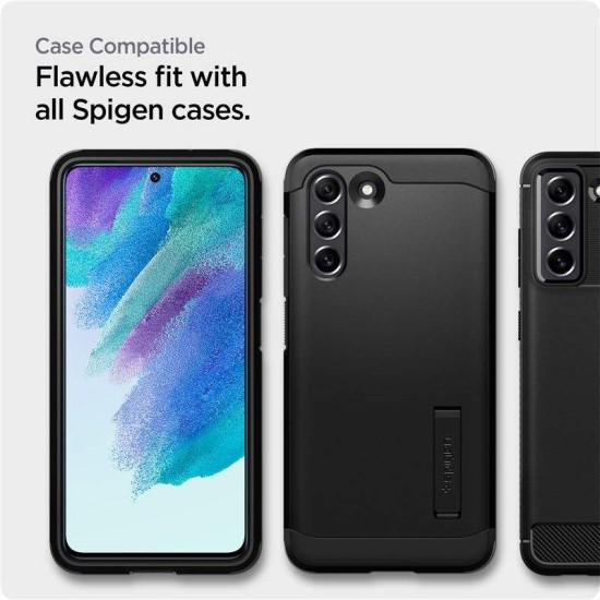 Set 2 folii sticla transparenta cu sistem de montare Case friendly Spigen ALM GLAS.tR compatibil cu Samsung Galaxy S21 FE 5G (Ingredi, AGL03088) by www.silkase.ro
