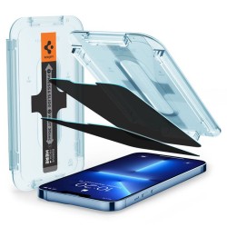 Set 2 folii sticla Spigen pentru iPhone 14 Plus/13 Pro Max, privacy sensor open