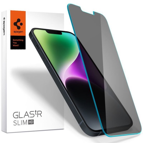 Folie sticla transparenta Case friendly Spigen GLAStR SLIM compatibila cu iPhone 13 Pro Max / 14 Plus Privacy (Ingredi, AGL03384) by www.silkase.ro