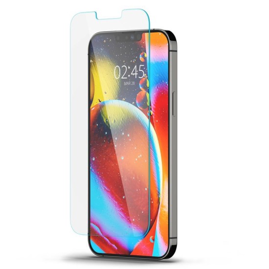 Folie sticla transparenta Case friendly Spigen GLAStR SLIM compatibila cu iPhone 13/13 Pro/14/16e (Ingredi, AGL03391) by www.silkase.ro