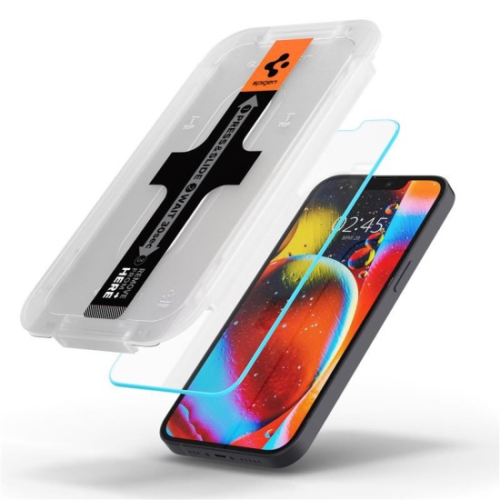 Folie sticla cu sistem de montare Case friendly Spigen GLAS.tR EZ FIT compatibila cu iPhone 13 Mini 2-Pack (Spigen, Ingredi) by www.silkase.ro Folie sticla cu sistem de montare Case friendly Spigen GLAS.tR EZ FIT compatibila cu iPhone 13 Mini 2-Pack (Ingredi, AGL03396) by www.silkase.ro