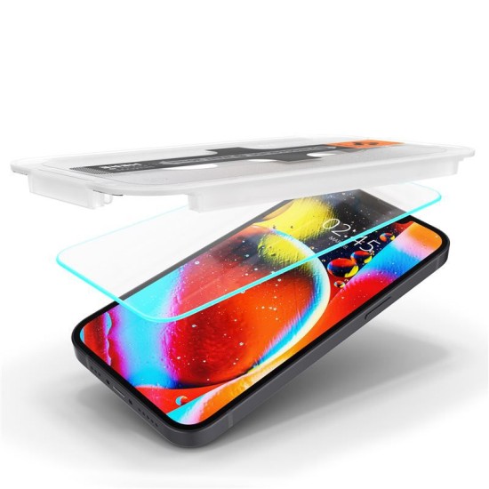 Folie sticla cu sistem de montare Case friendly Spigen GLAS.tR EZ FIT compatibila cu iPhone 13 Mini 2-Pack (Spigen, Ingredi) by www.silkase.ro Folie sticla cu sistem de montare Case friendly Spigen GLAS.tR EZ FIT compatibila cu iPhone 13 Mini 2-Pack (Ingredi, AGL03396) by www.silkase.ro