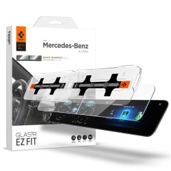 Set 2 folii de sticla transparente Spigen Glas.tR EZ Fit pentru ecran Mercedes Benz Clasa A
