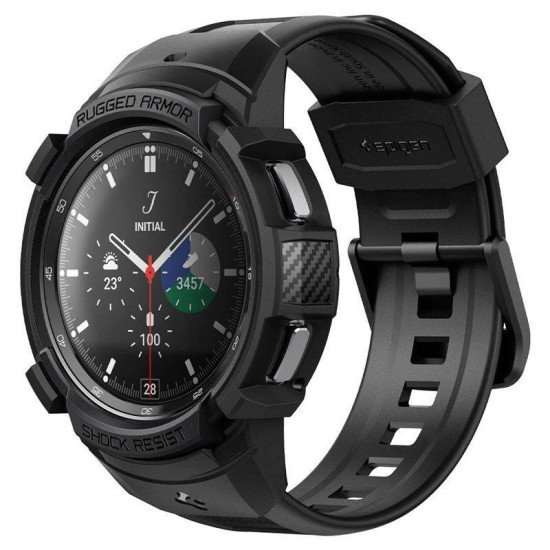 Husa pentru Samsung Galaxy Watch4 Classic (46mm) + Curea, Spigen Rugged Armor Pro, Black (Spigen, Ingredi) by www.silkase.ro Husa pentru Samsung Galaxy Watch4 Classic (46mm) + Curea, Spigen Rugged Armor Pro, Black (Ingredi, ACS03832) by www.silkase.ro