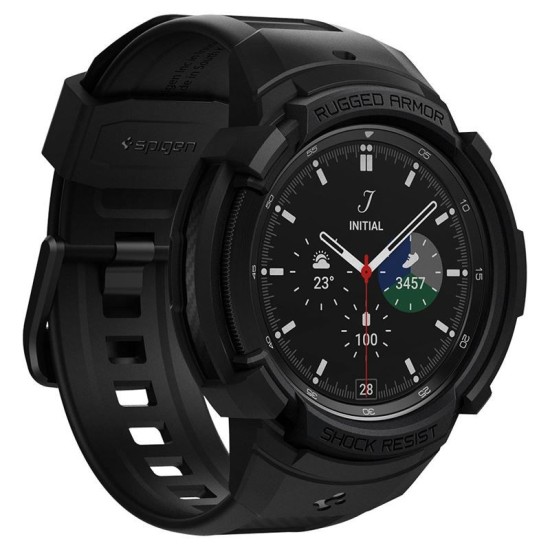 Husa pentru Samsung Galaxy Watch4 Classic (46mm) + Curea, Spigen Rugged Armor Pro, Black (Spigen, Ingredi) by www.silkase.ro Husa pentru Samsung Galaxy Watch4 Classic (46mm) + Curea, Spigen Rugged Armor Pro, Black (Ingredi, ACS03832) by www.silkase.ro