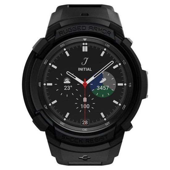 Husa pentru Samsung Galaxy Watch4 Classic (46mm) + Curea, Spigen Rugged Armor Pro, Black (Spigen, Ingredi) by www.silkase.ro Husa pentru Samsung Galaxy Watch4 Classic (46mm) + Curea, Spigen Rugged Armor Pro, Black (Ingredi, ACS03832) by www.silkase.ro