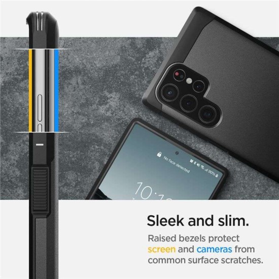 Husa Spigen Tough Armor compatibila cu Samsung Galaxy S22 Ultra Black (S21 Ultra, ACS03923) by www.silkase.ro