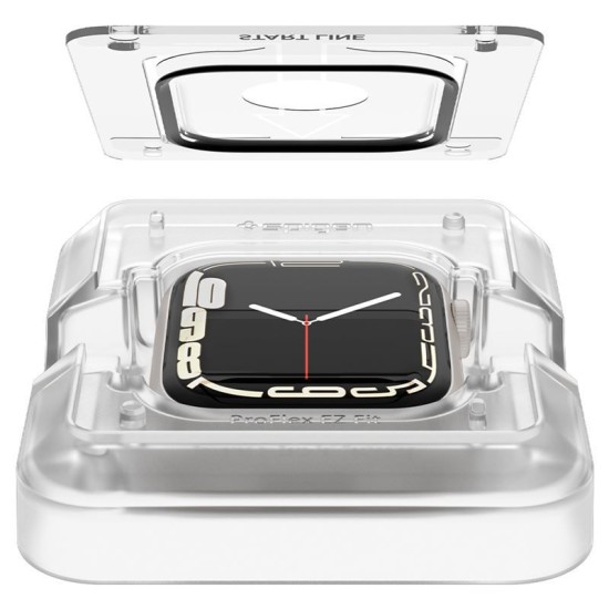 Folie pentru Apple Watch 7 / 8 41mm (set 2) - Spigen ProFlex EZ Fit - Black (Ingredi, AFL04052) by www.silkase.ro