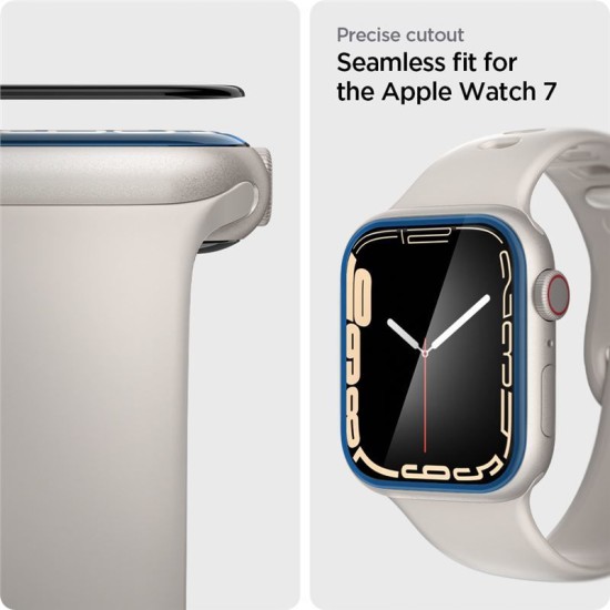Folie pentru Apple Watch 7 / 8 41mm (set 2) - Spigen ProFlex EZ Fit - Black (Ingredi, AFL04052) by www.silkase.ro