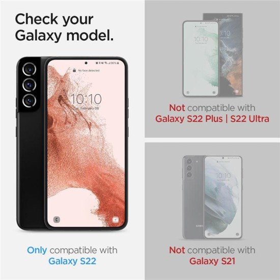 Set 2 folii sticla cu sistem de montare Case friendly Spigen GLAStR EZ FIT compatibil cu Samsung Galaxy S22 (Ingredi, AGL04151) by www.silkase.ro