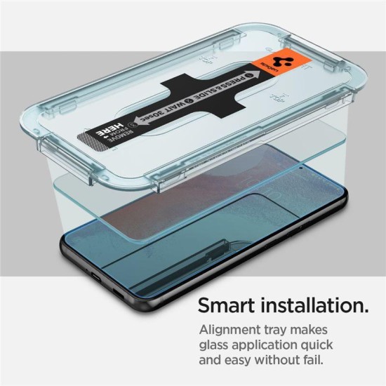 Set 2 folii sticla cu sistem de montare Case friendly Spigen GLAStR EZ FIT compatibil cu Samsung Galaxy S22 (Ingredi, AGL04151) by www.silkase.ro