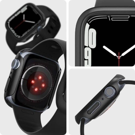 Carcasa Spigen Thin Fit compatibila cu Apple Watch 7 41mm Black (Spigen, Ingredi) by www.silkase.ro SPIGEN Carcasă Thin Fit Apple Watch 42/41/40/38mm (Seria 11/SE), Black (Ingredi, ACS04184) by www.silkase.ro