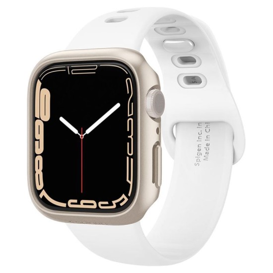 Husa Spigen Thin Fit compatibila cu Apple Watch 7/8 41mm Starlight (Ingredi, ACS04185) by www.silkase.ro