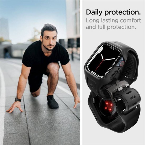 Husa Spigen Liquid Air Pro compatibila cu Apple Watch 7/8 41mm Black (Ingredi, ACS04190) by www.silkase.ro