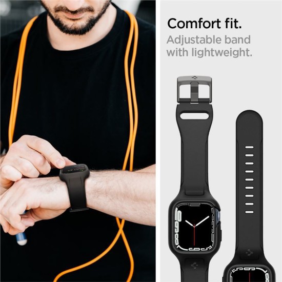 Husa Spigen Liquid Air Pro compatibila cu Apple Watch 7/8 41mm Black (Ingredi, ACS04190) by www.silkase.ro