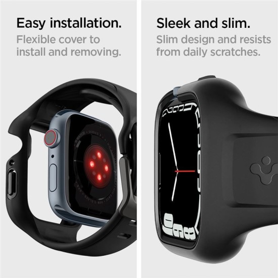 Husa Spigen Liquid Air Pro compatibila cu Apple Watch 7/8 41mm Black (Ingredi, ACS04190) by www.silkase.ro