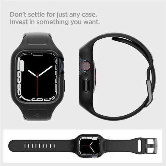 Husa Spigen Liquid Air Pro compatibila cu Apple Watch 7/8 41mm Black (Ingredi, ACS04190) by www.silkase.ro