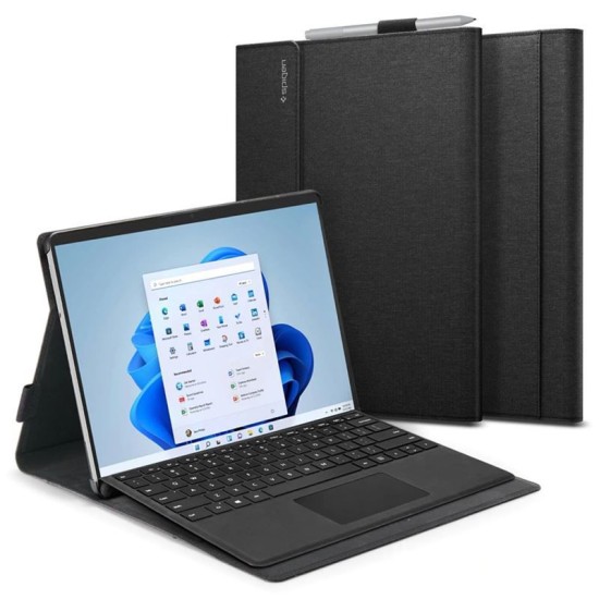 Husa Spigen Stand Folio compatibila cu Microsoft Surface Pro 8 Black (Ingredi, ACS04207) by www.silkase.ro