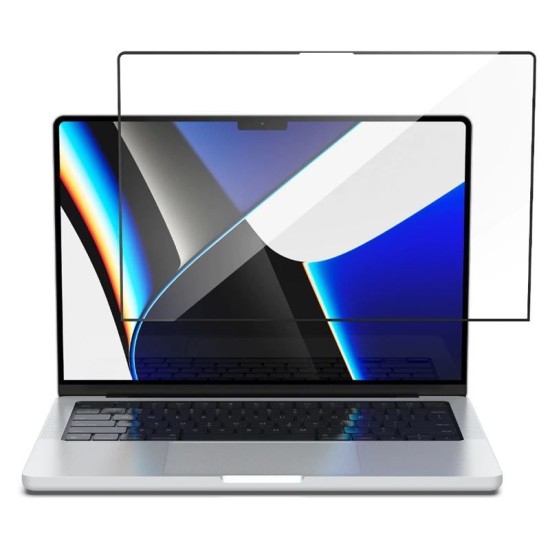 Folie protectie Spigen Tempered Glass Full Cover compatibila cu MacBook Pro 14 inch 2021 Black (Ingredi, AGL04234) by www.silkase.ro