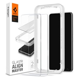 Set 2 folii sticla transparenta cu sistem de montare Case friendly Spigen ALM GLAStR compatibil cu Samsung Galaxy A53 5G