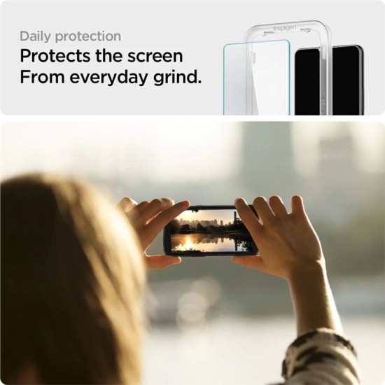Set 2 folii sticla transparenta cu sistem de montare Case friendly Spigen ALM GLAStR compatibil cu Samsung Galaxy A53 5G (Ingredi, AGL04306) by www.silkase.ro