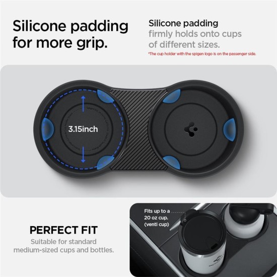 Suport auto pentru pahare, Spigen, pentru Tesla Model 3/Y, negru, TPU (Accesorii auto, ACP04507) by www.silkase.ro