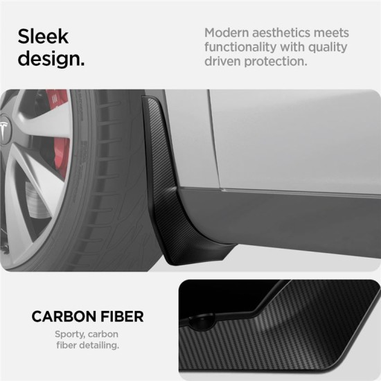 Protectii noroi Spigen pentru Tesla Model Y, negre (Accesorii auto, ACP04512) by www.silkase.ro