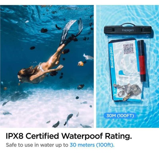 Husa waterproof universala Spigen A601 Crystal Clear (Huse Waterproof și Subacvatice, AMP04526) by www.silkase.ro