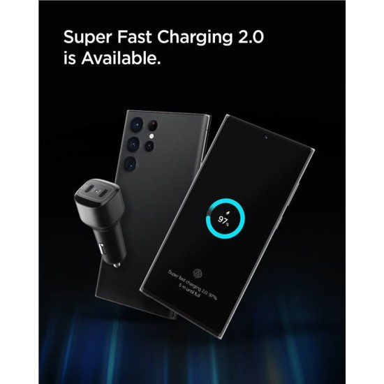 Incarcator auto Spigen PC2200 ArcStation, 2x USB-C, Power Delivery 75W, Negru (Incarcatoare, ACP04581) by www.silkase.ro
