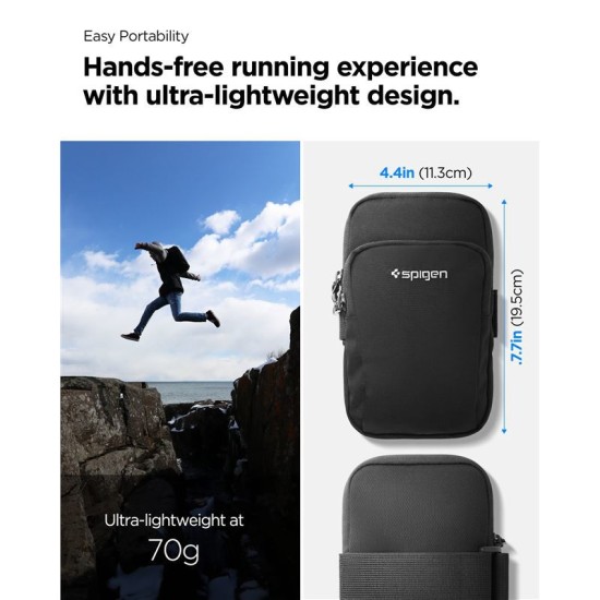 Husa arm band universala antebrat Spigen A702 Dynamic Shield, Compatibila cu telefoane de maxim 6.9 inch, Negru (Genți și Borsete Telefon, AMP04617) by www.silkase.ro