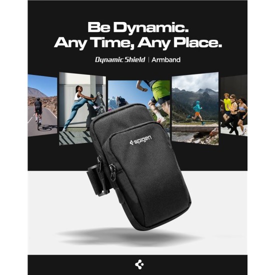 Husa arm band universala antebrat Spigen A702 Dynamic Shield, Compatibila cu telefoane de maxim 6.9 inch, Negru (Genți și Borsete Telefon, AMP04617) by www.silkase.ro