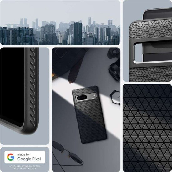 Husa Spigen Liquid Air compatibila cu Google Pixel 7 Matte Black (Pixel 7, ACS04696) by www.silkase.ro