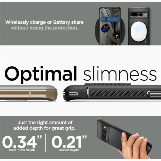 Husa pentru Google Pixel 7 Pro - Spigen Rugged Armor - Matte Black (Pixel 7 Pro, ACS04725) by www.silkase.ro