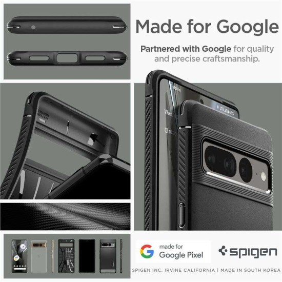 Husa pentru Google Pixel 7 Pro - Spigen Rugged Armor - Matte Black (Pixel 7 Pro, ACS04725) by www.silkase.ro