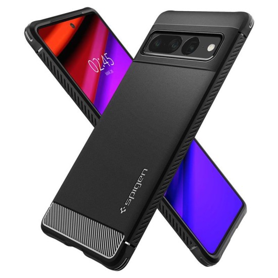 Husa pentru Google Pixel 7 Pro - Spigen Rugged Armor - Matte Black (Pixel 7 Pro, ACS04725) by www.silkase.ro